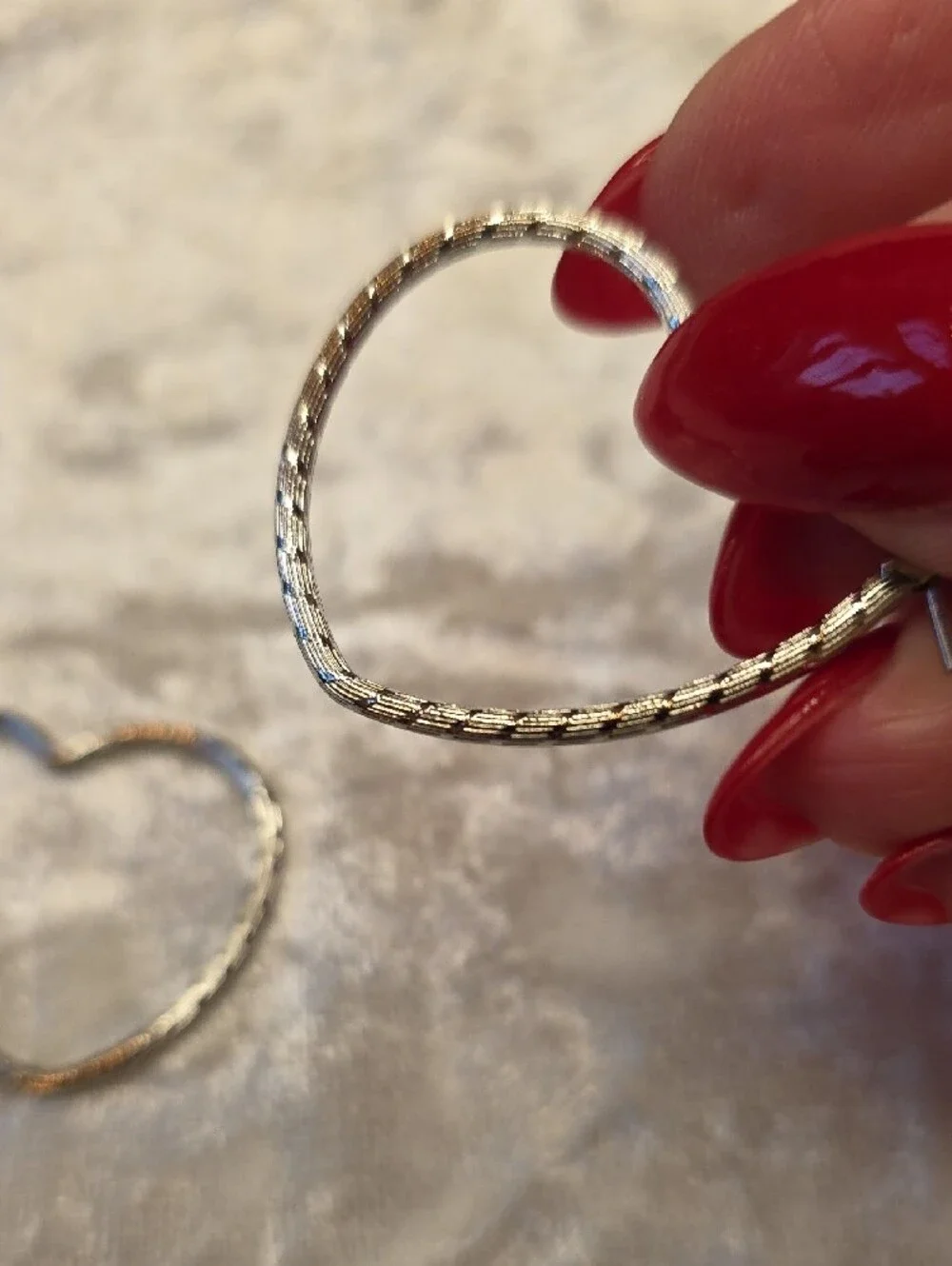 Textured Silver Tone Heart Hoop Earrings